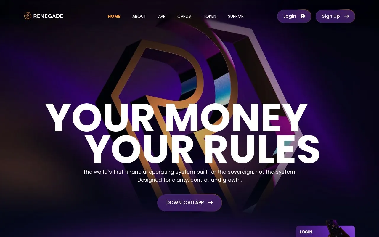 Renegade homepage screenshot