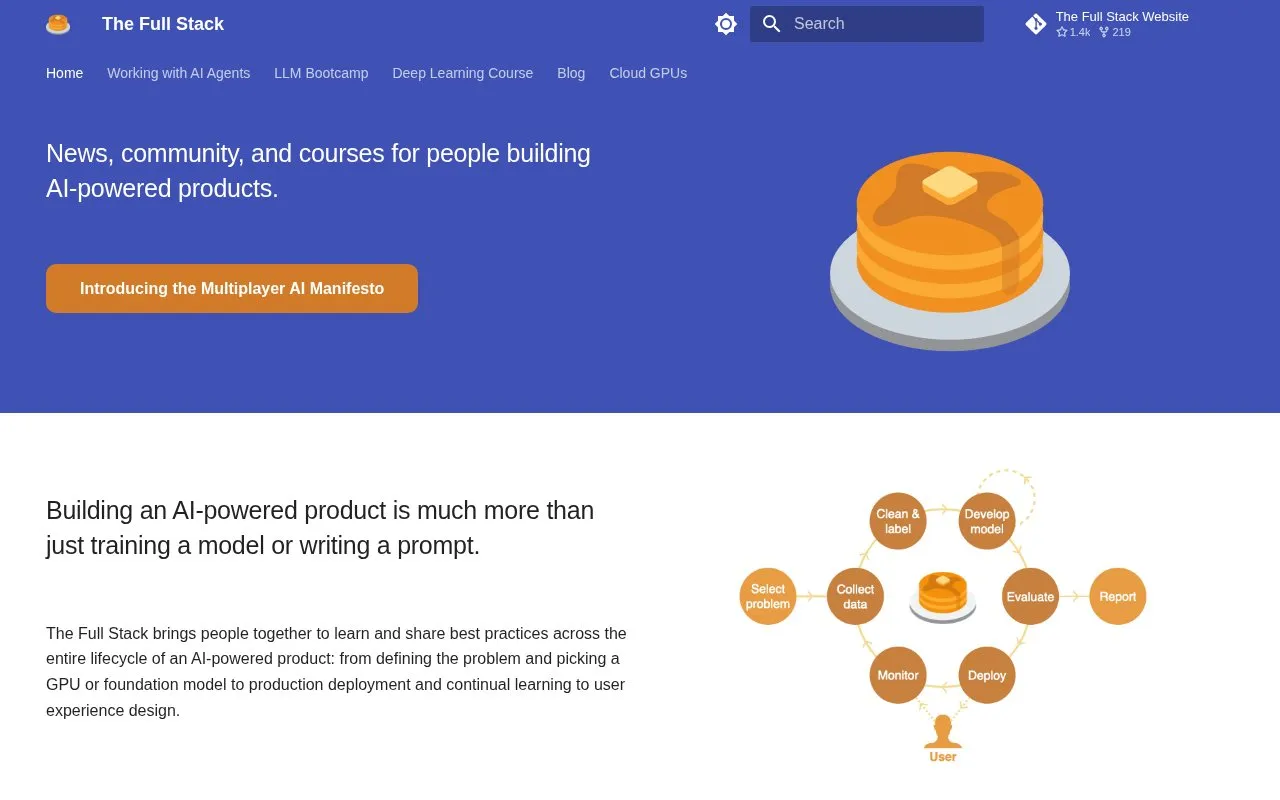 Full Stack Deep Learning homepage screenshot