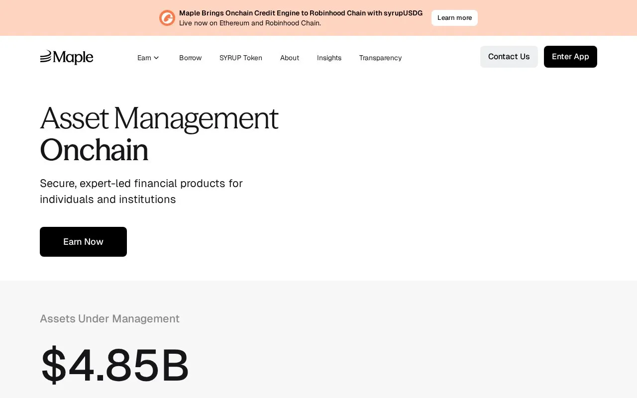 Maple homepage screenshot