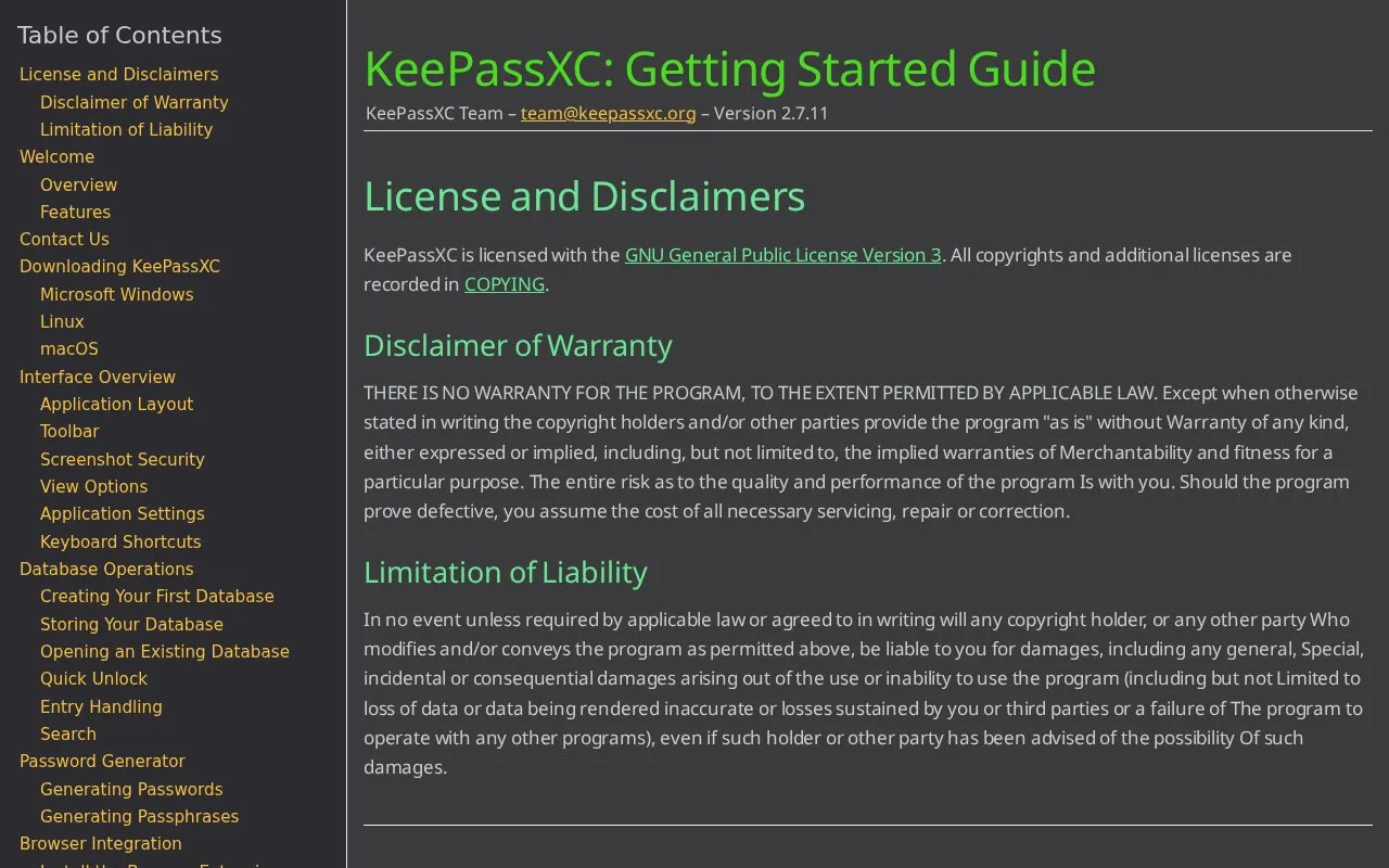 Kee Pass Xc Getting Started homepage screenshot