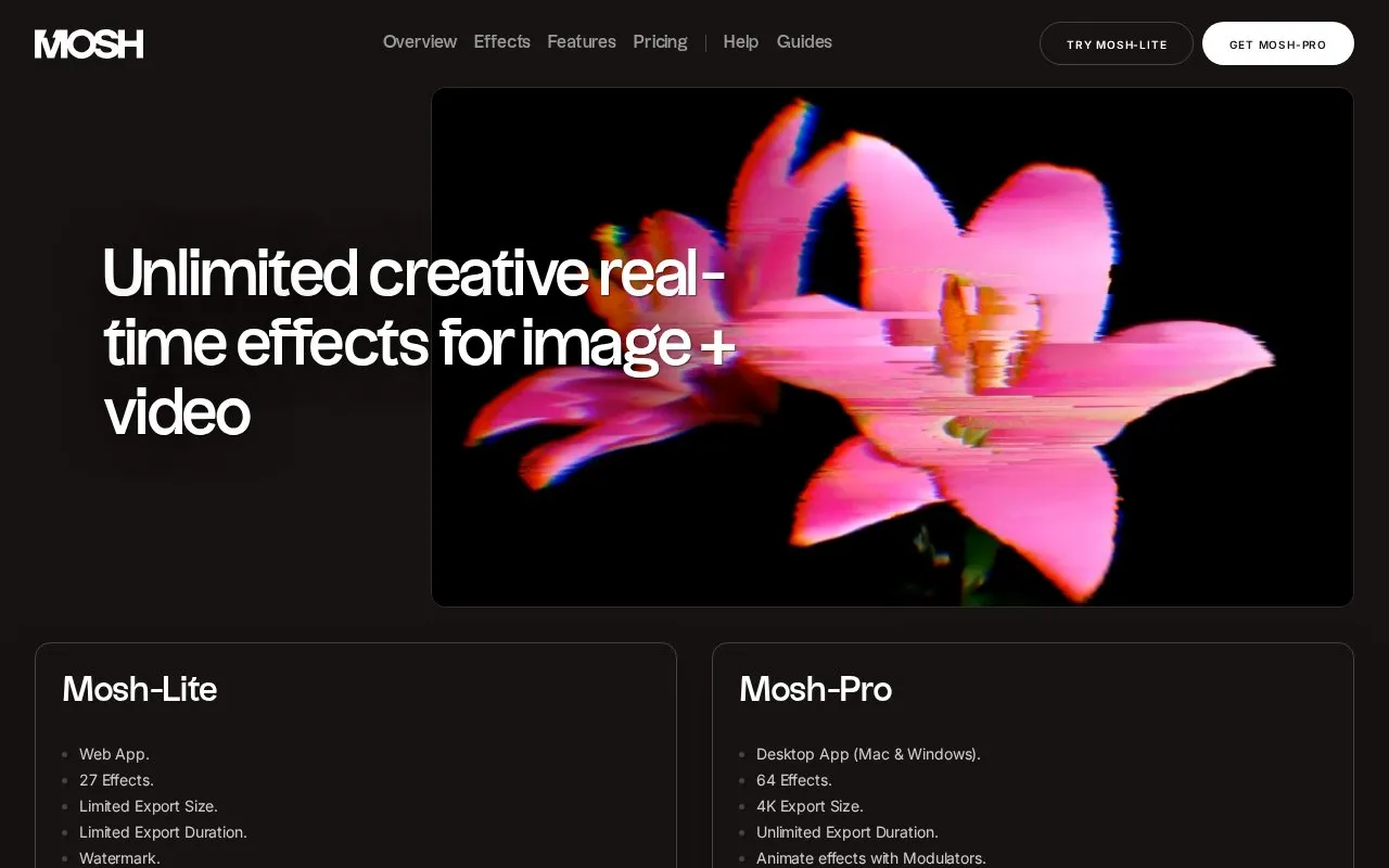 Mosh homepage screenshot