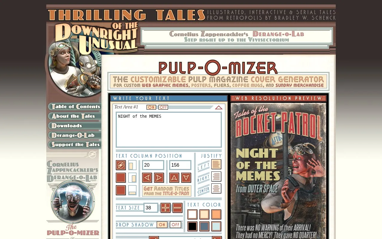 Pulp-O-Mizer homepage screenshot