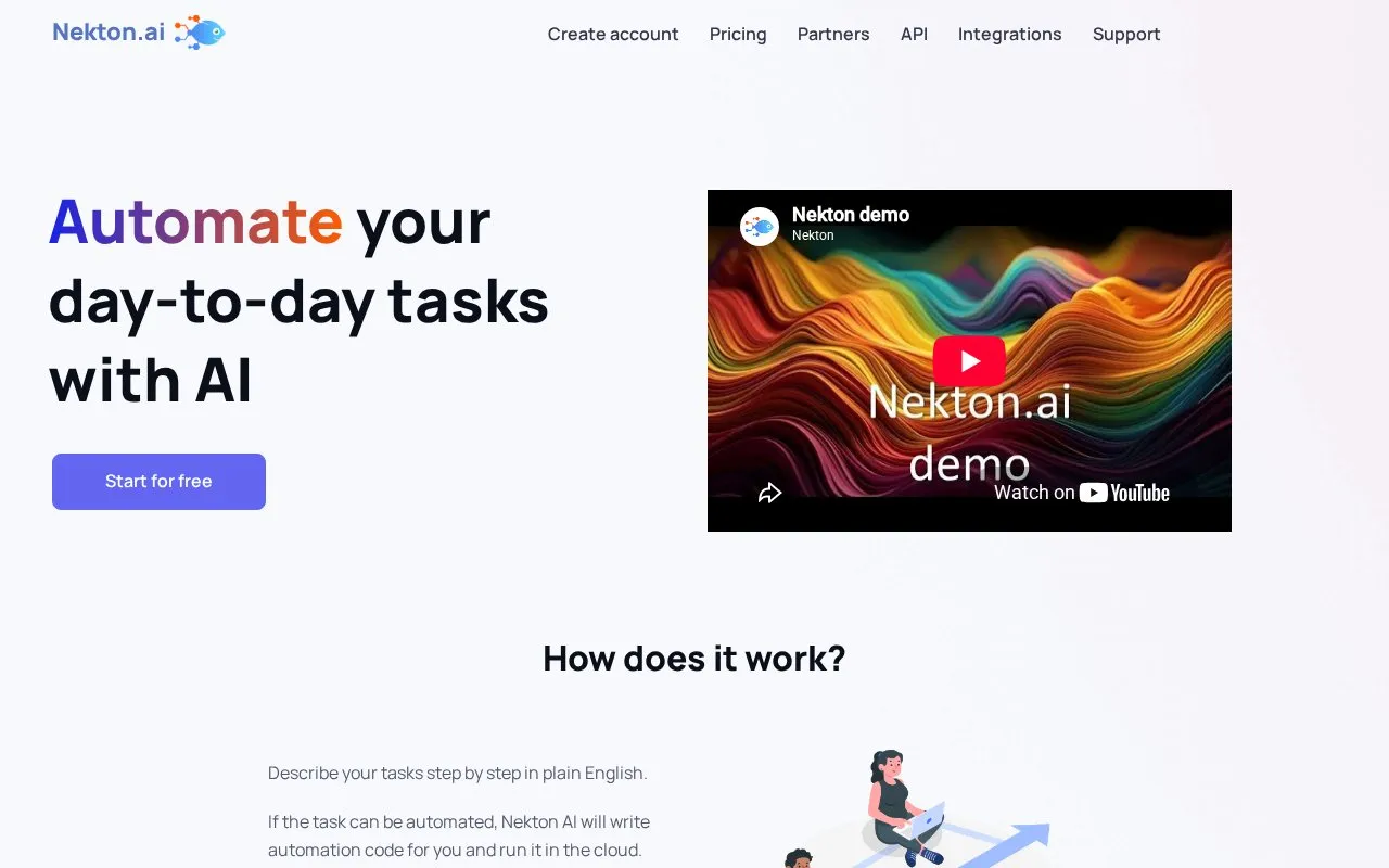 Nekton homepage screenshot