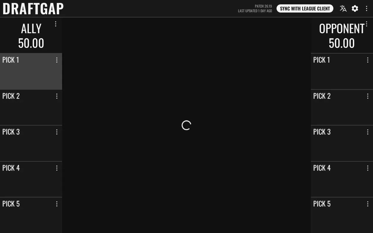 DraftGap homepage screenshot