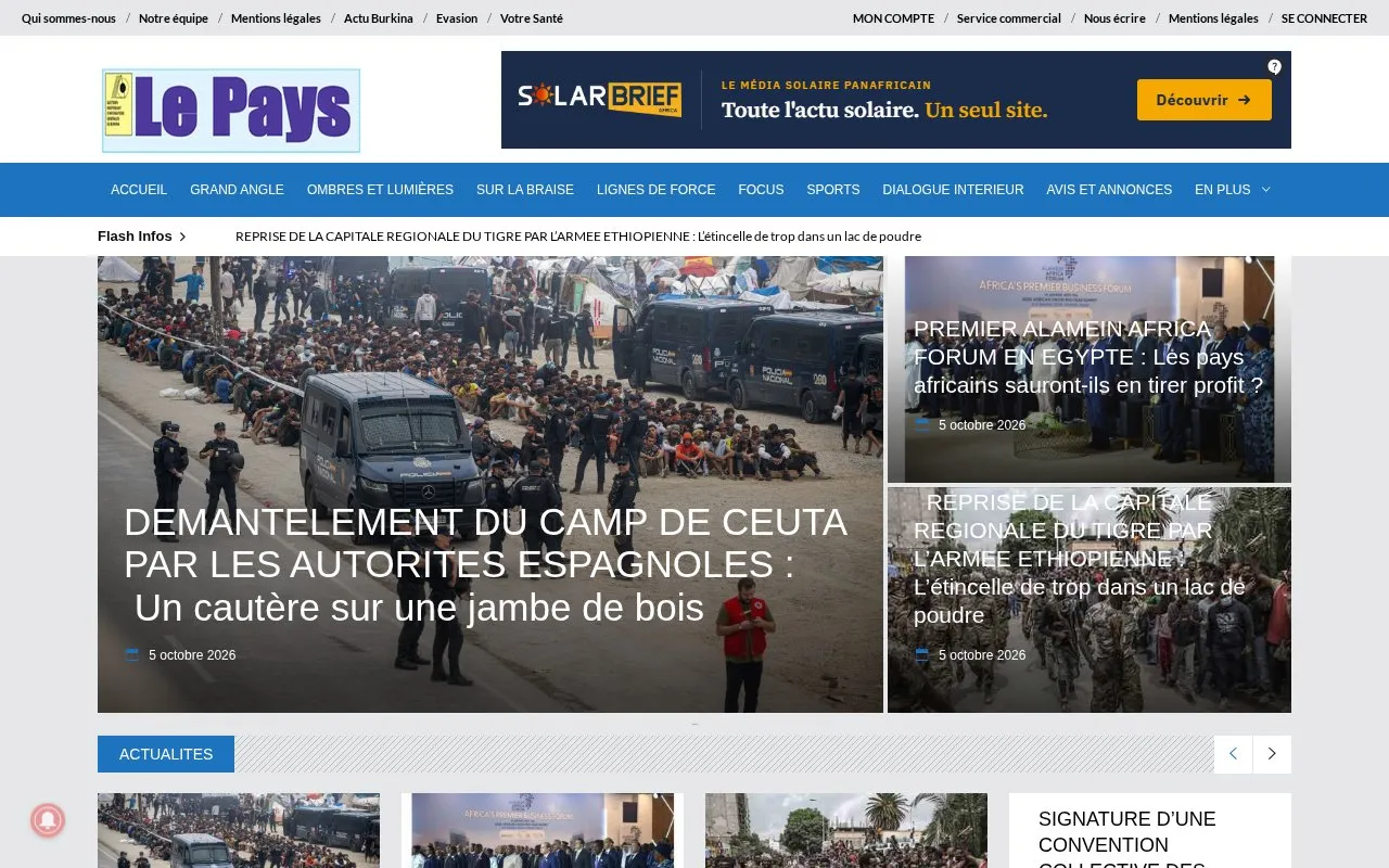 Le Pays homepage screenshot
