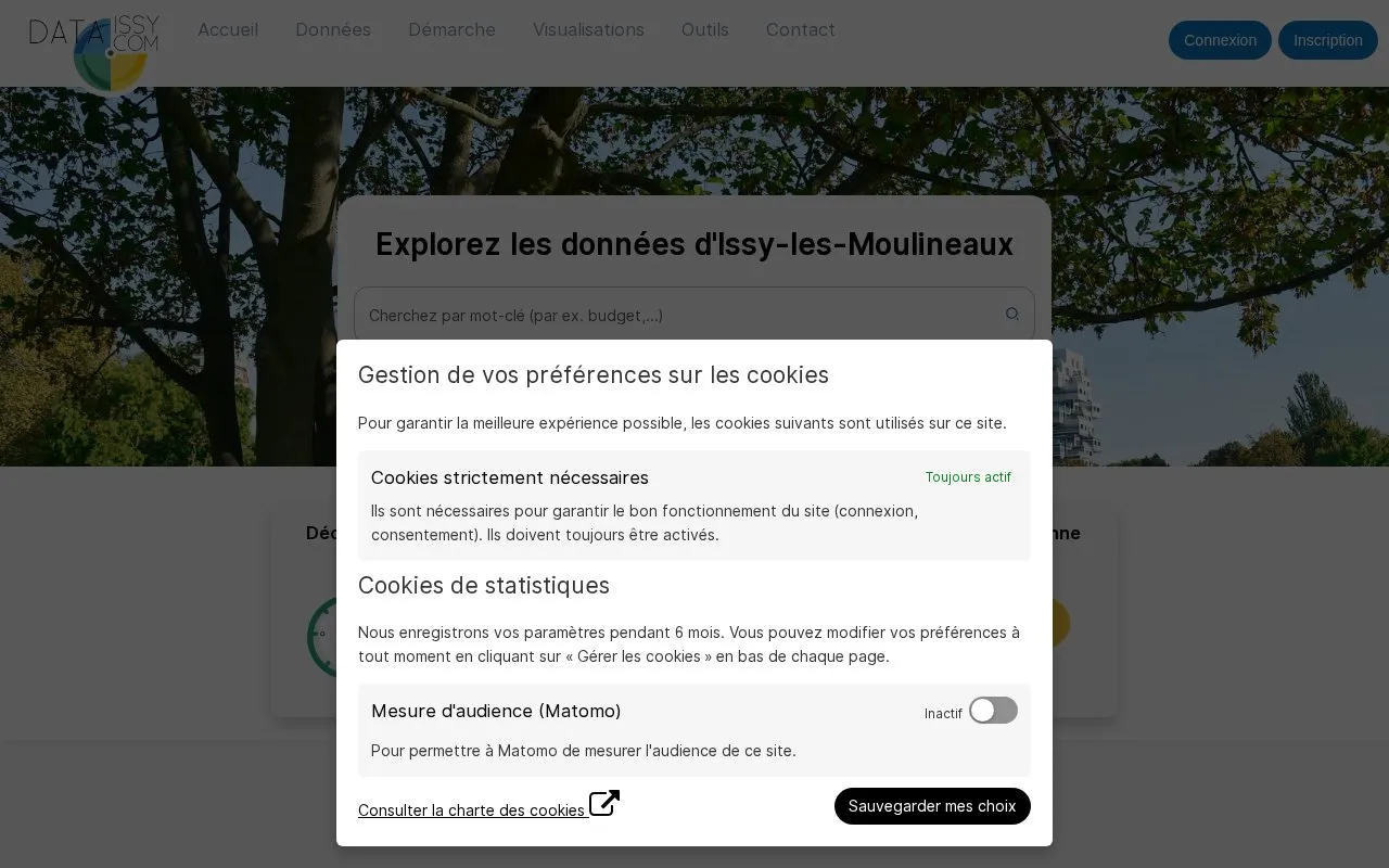 data.issy.com homepage screenshot