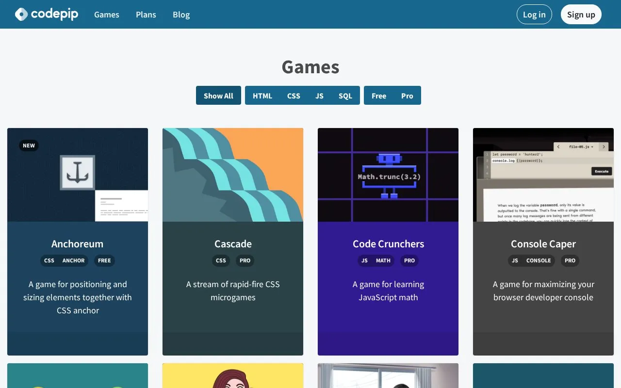 Codepip homepage screenshot