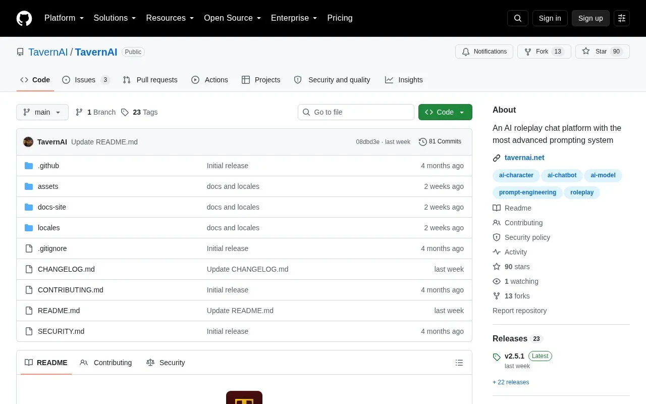 Tavern AI homepage screenshot