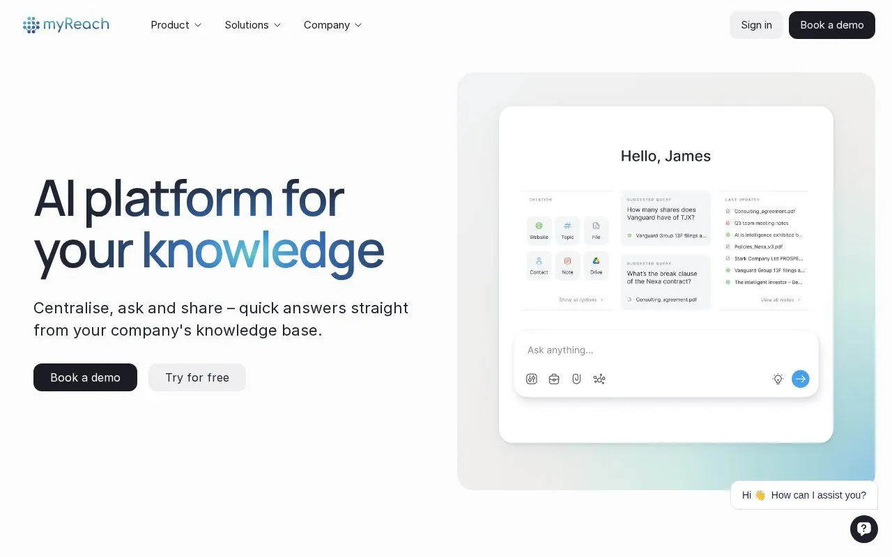 myReach homepage screenshot