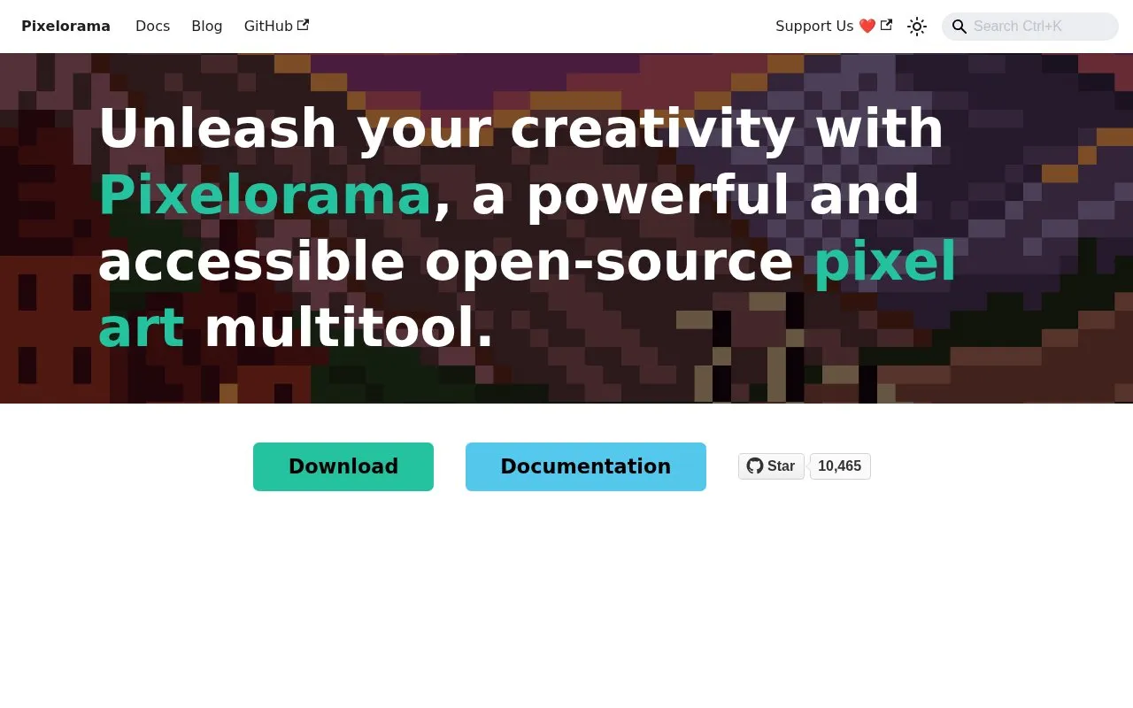 Pixelorama homepage screenshot