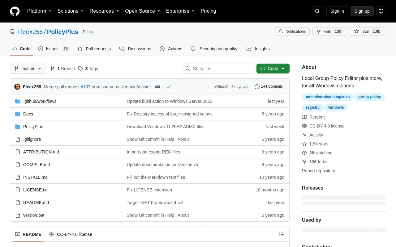 PolicyPlus homepage screenshot