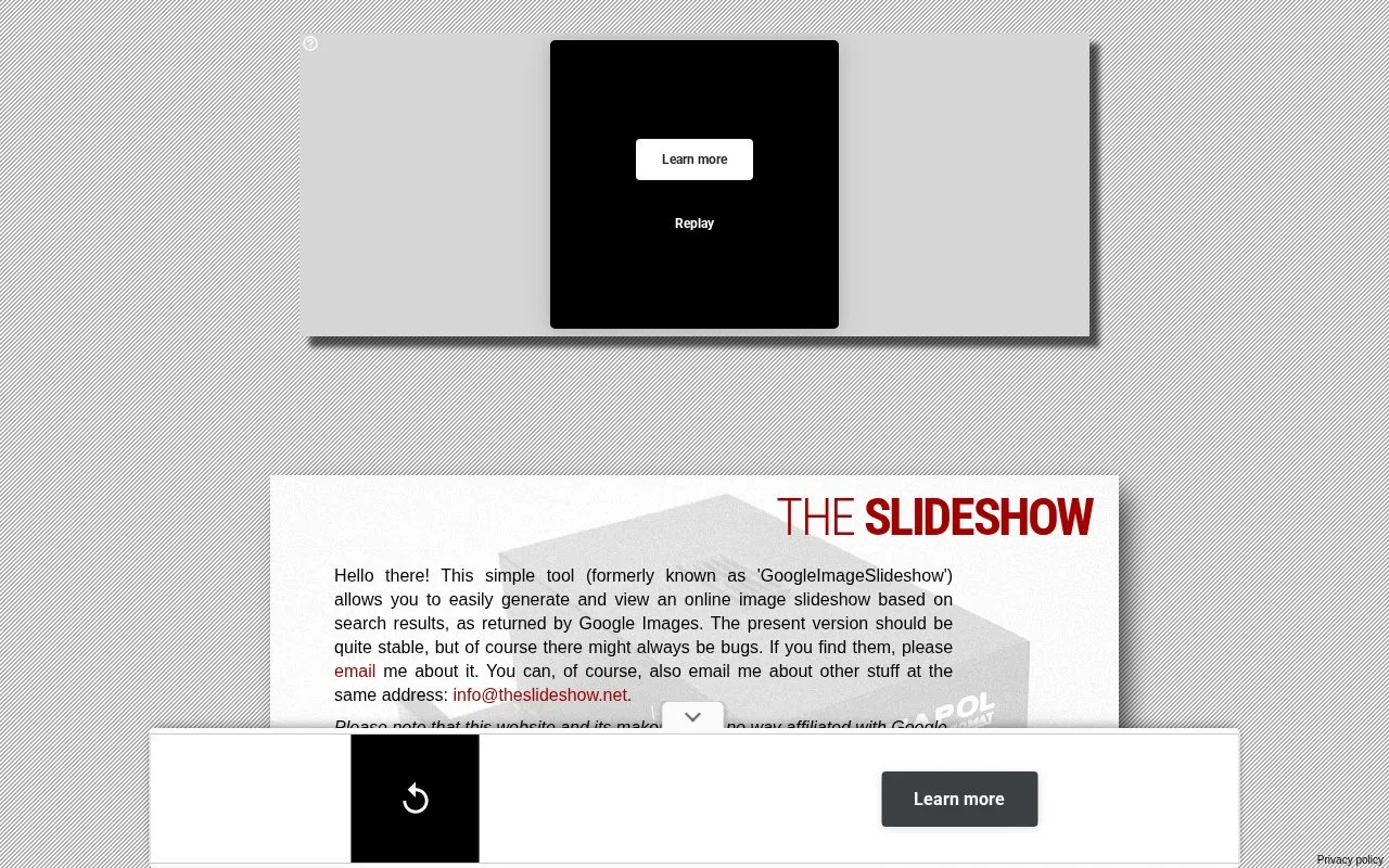 The Slideshow homepage screenshot