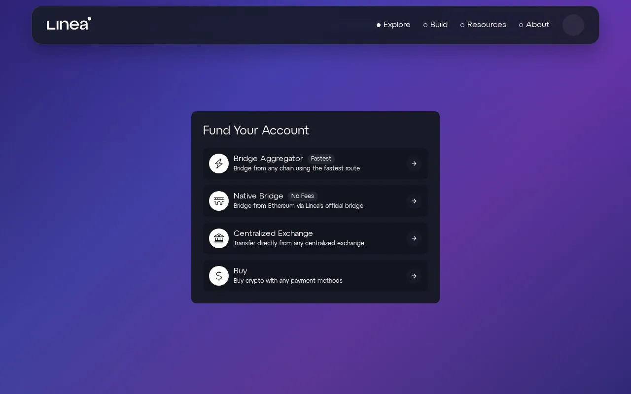 Linea Bridge homepage screenshot