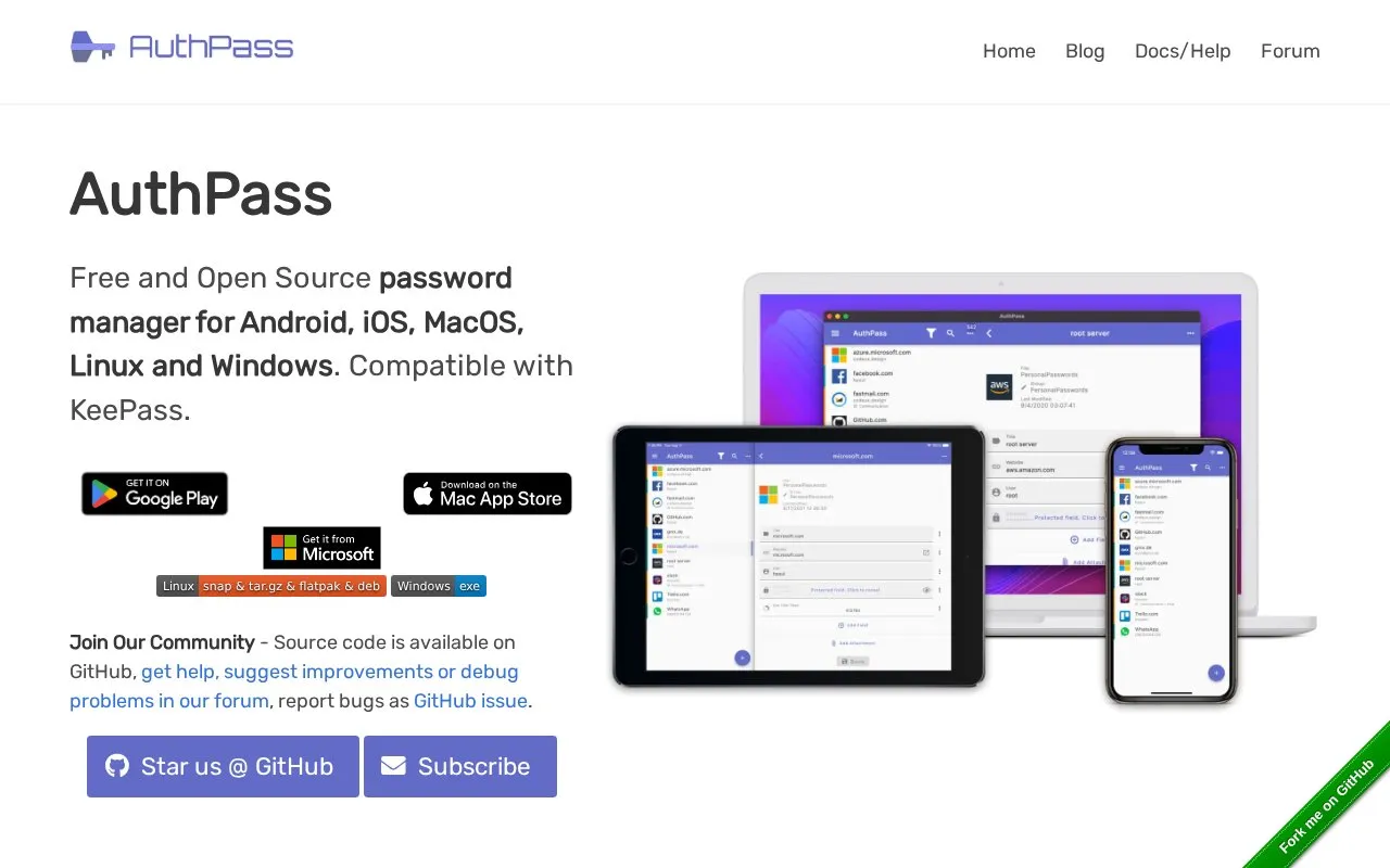 AuthPass homepage screenshot