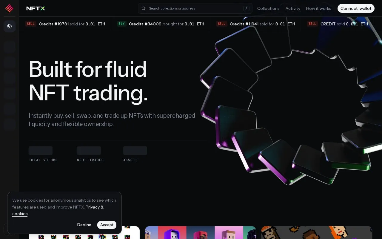 NFTX homepage screenshot