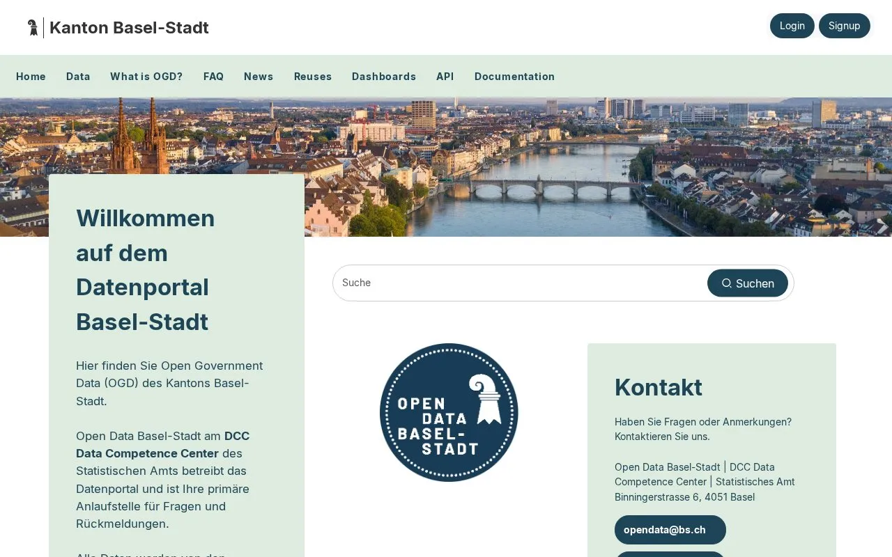 Data Portal Basel-Stadt homepage screenshot