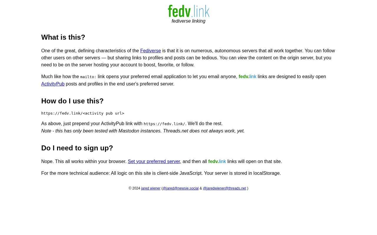 fedv.link homepage screenshot