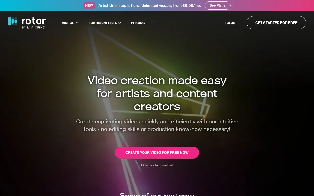 Rotor Videos homepage screenshot