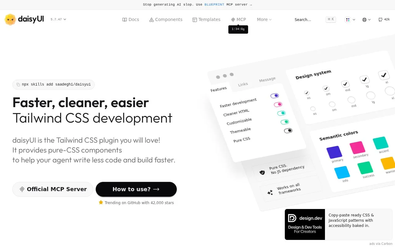 daisyUI homepage screenshot