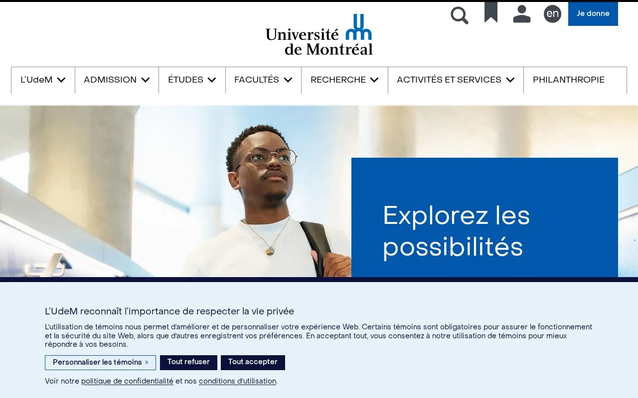 Université de Montréal homepage screenshot