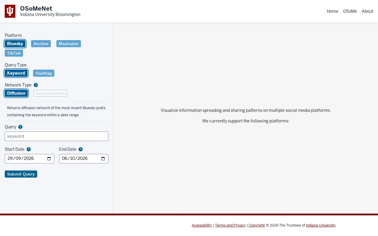 OSoMeNet homepage screenshot