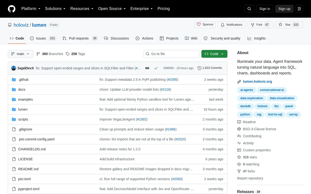 Lumen homepage screenshot