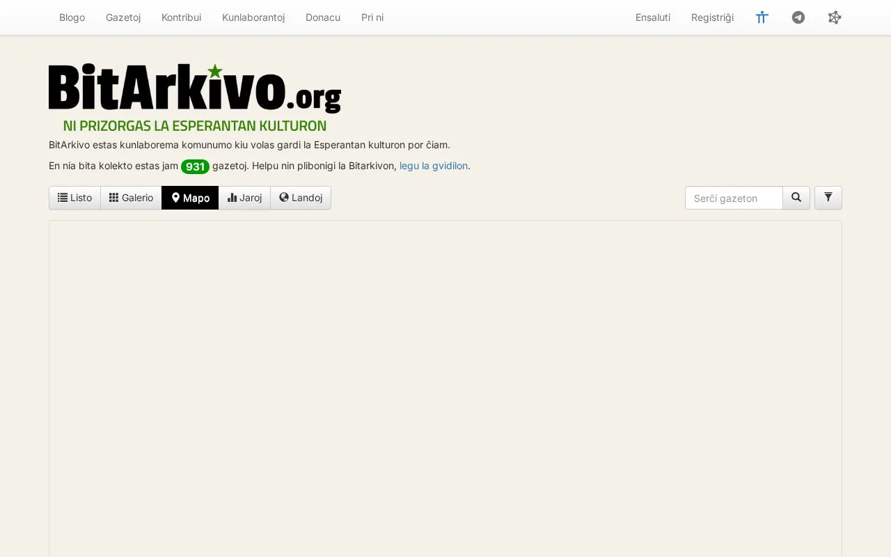BitArkivo homepage screenshot