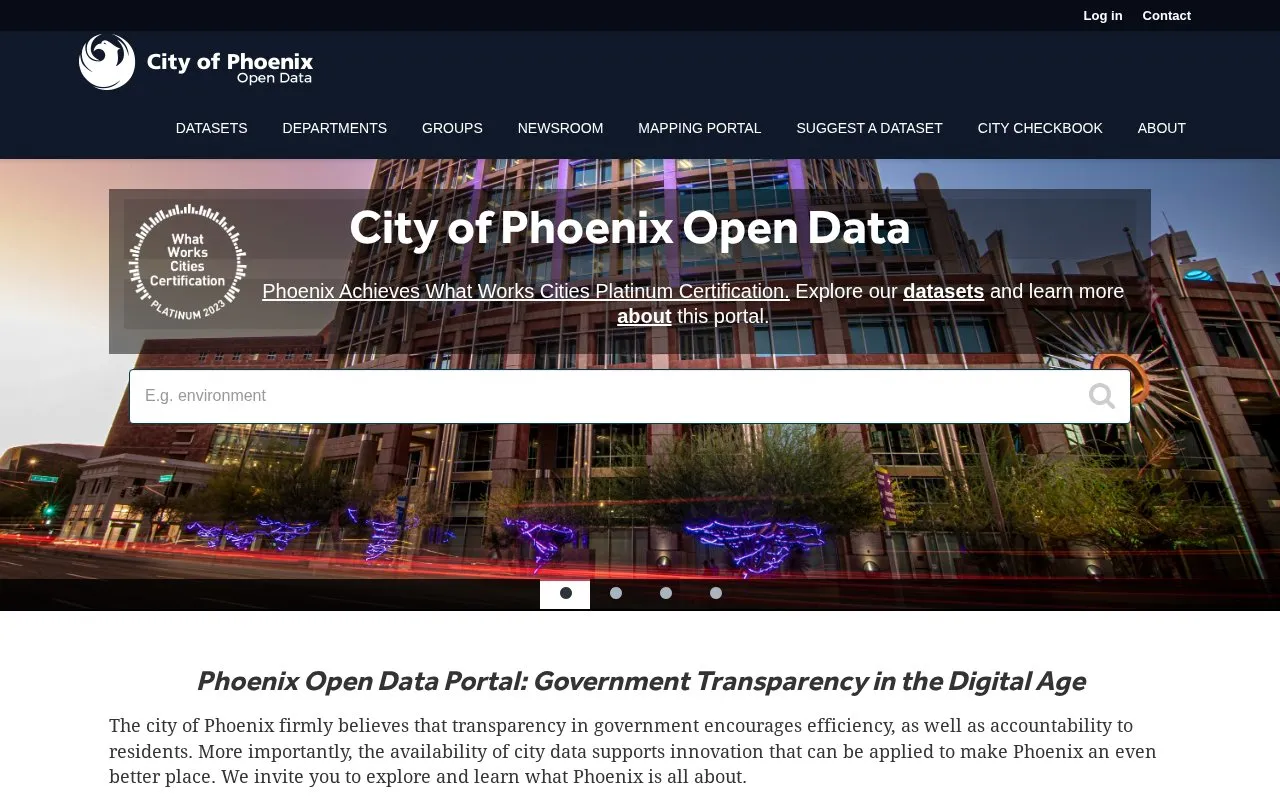 Phoenix Open Data Portal homepage screenshot