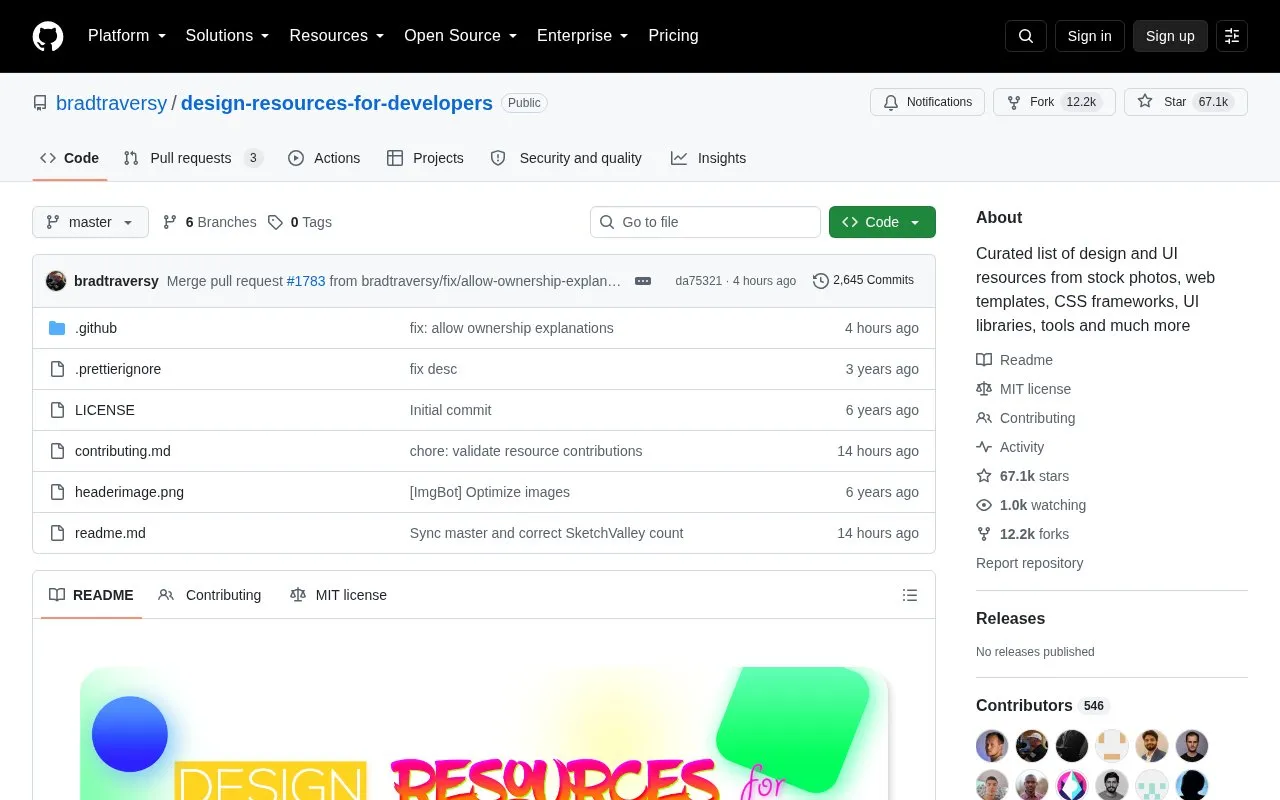 design-resources-for-developers homepage screenshot