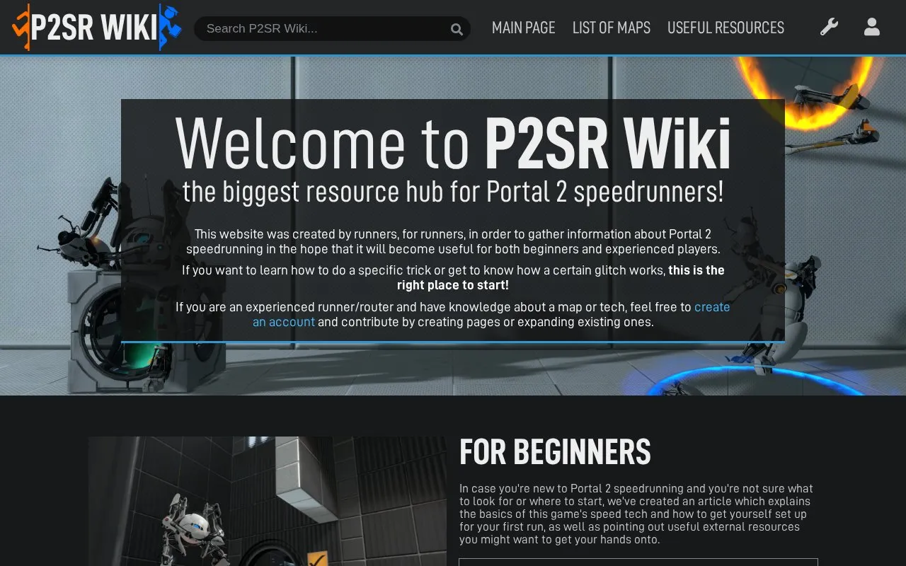 P2SR Wiki homepage screenshot