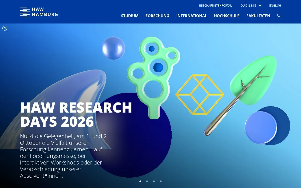 Hochschule fur Angewandte Wissenschaften Hamburg homepage screenshot