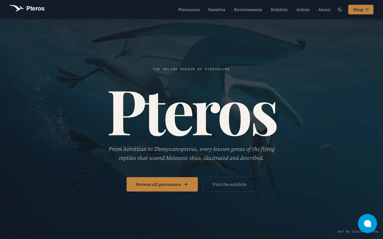 Pteros homepage screenshot