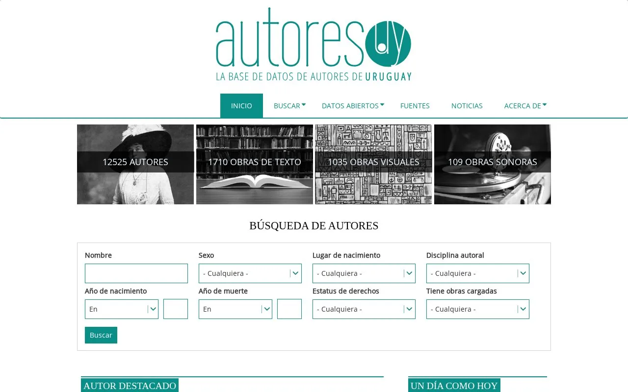 Autores.uy homepage screenshot
