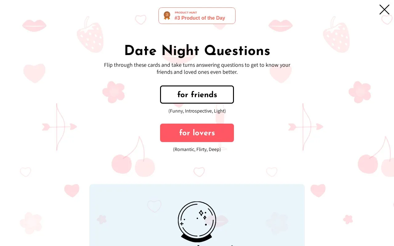 Date Night Questions homepage screenshot