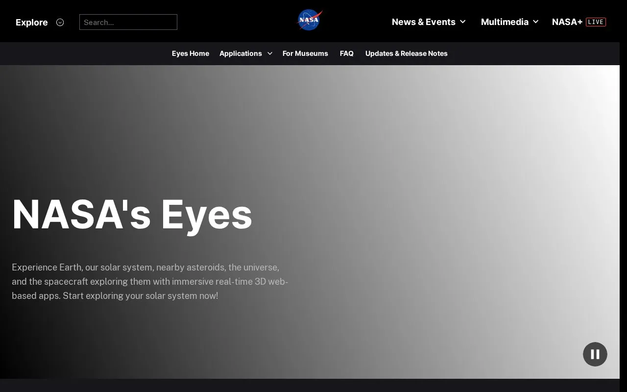 NASA's Eyes homepage screenshot