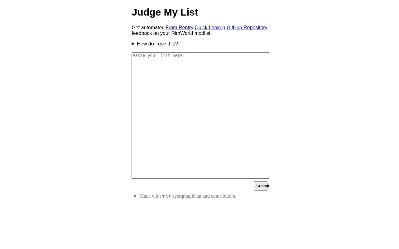 Judge My List homepage screenshot
