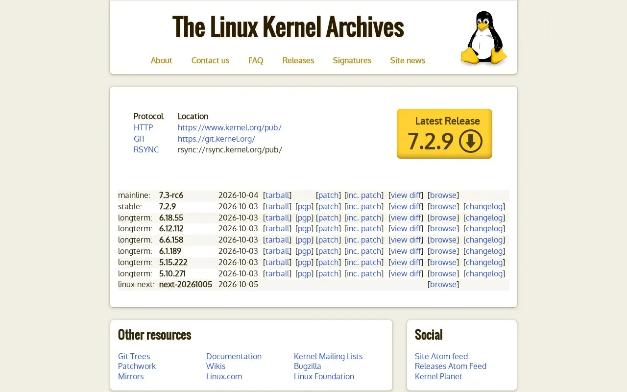 Archives homepage screenshot