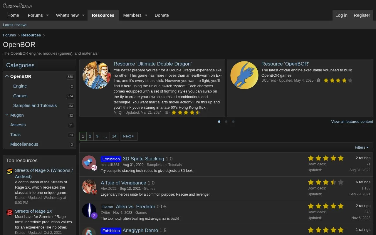 Openbor.2 homepage screenshot