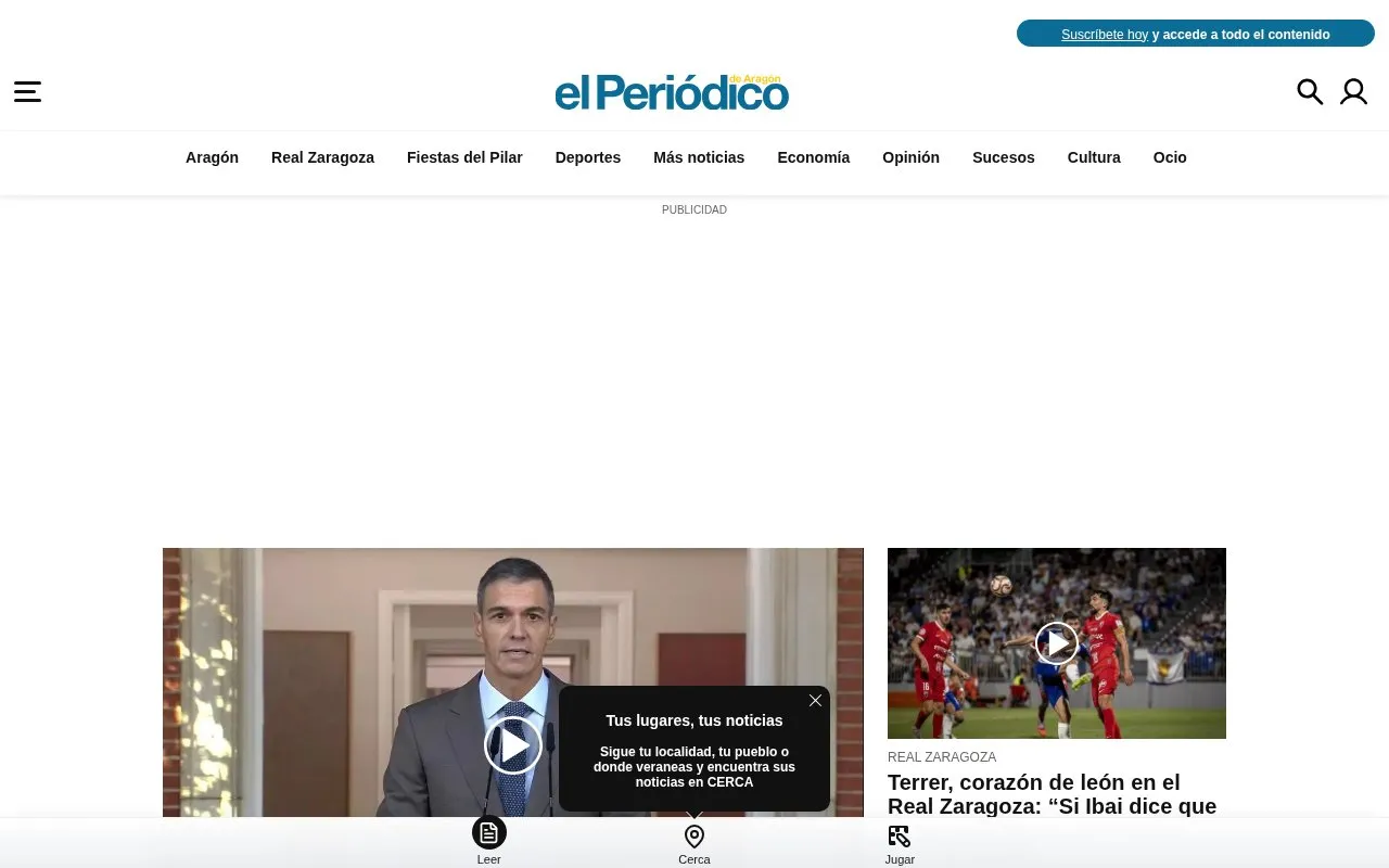 El Periódico de Aragón homepage screenshot