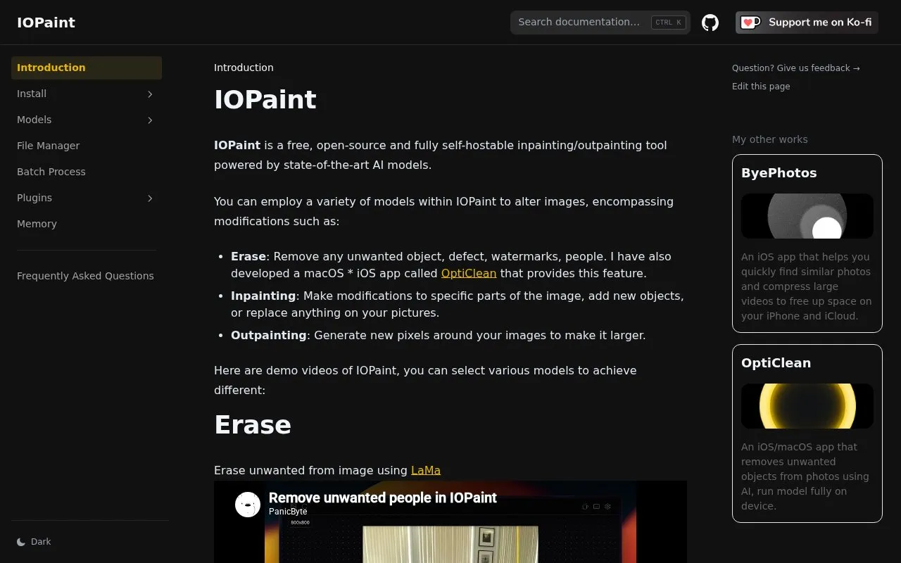 IOPaint homepage screenshot