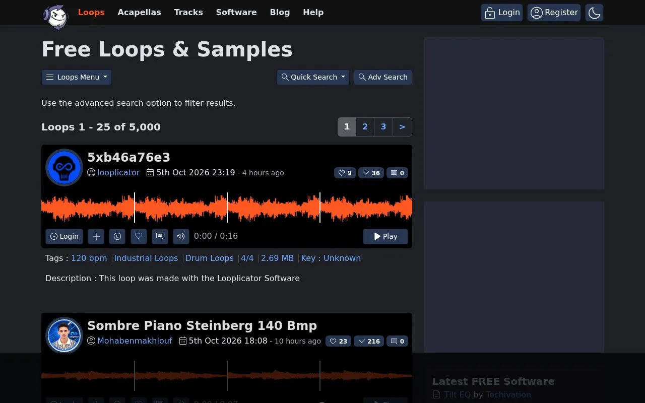 looperman homepage screenshot