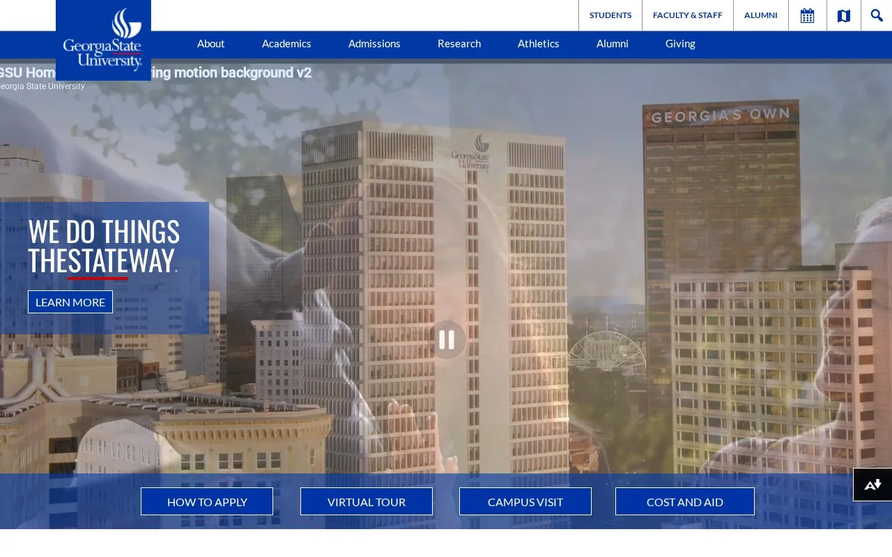 Georgia State University homepage screenshot