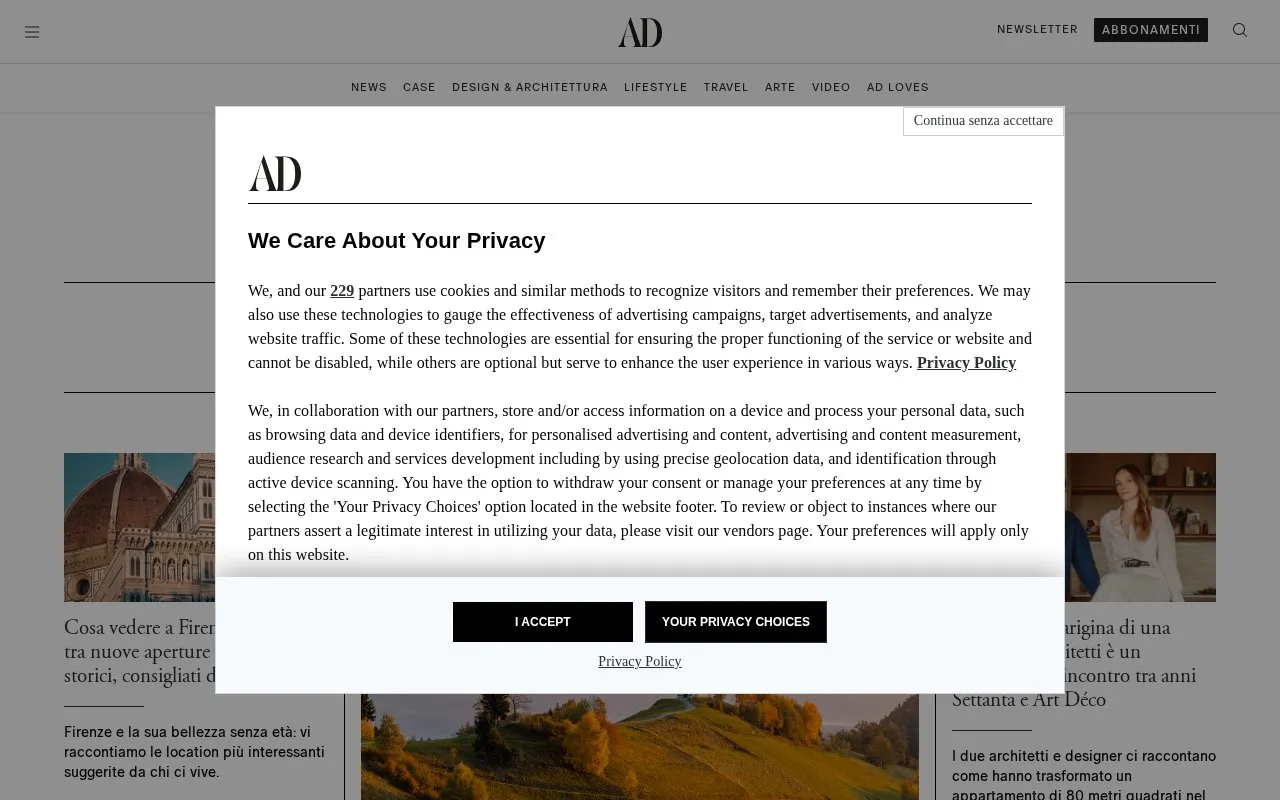 Architectural Digest homepage screenshot
