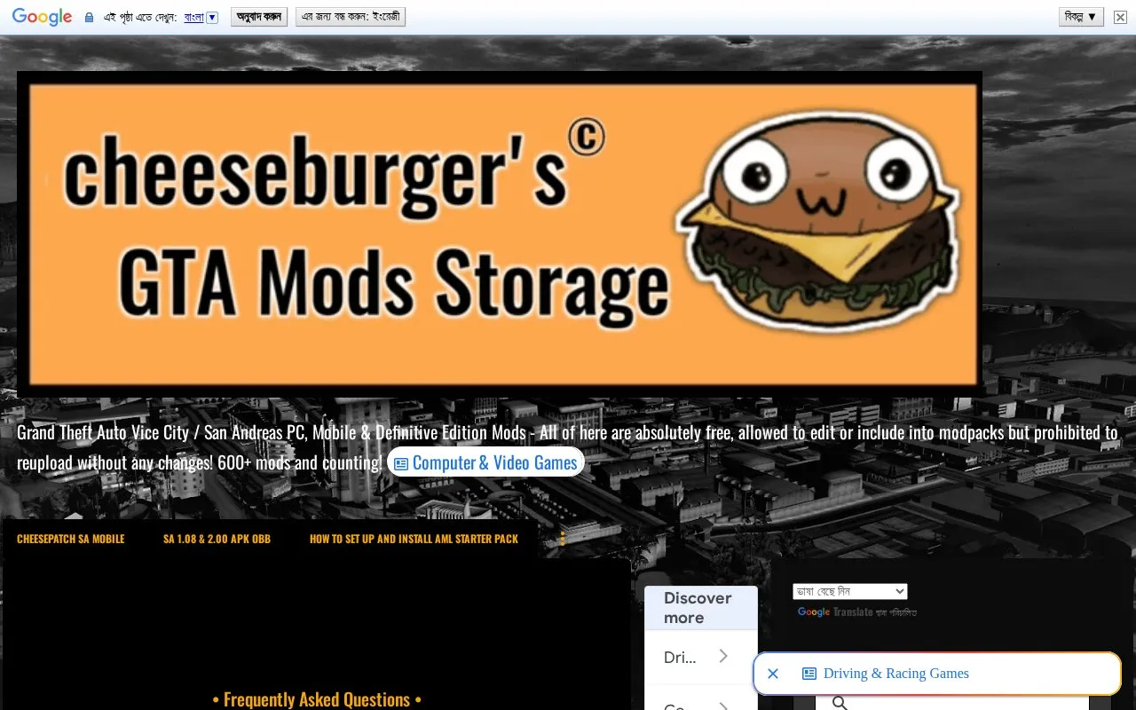cheeseburger's GTA Mods homepage screenshot