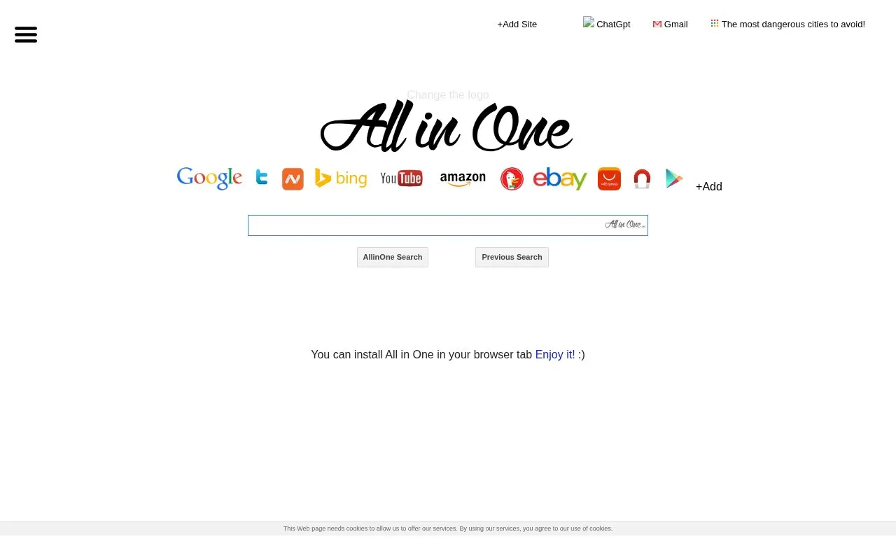 All-in-One homepage screenshot