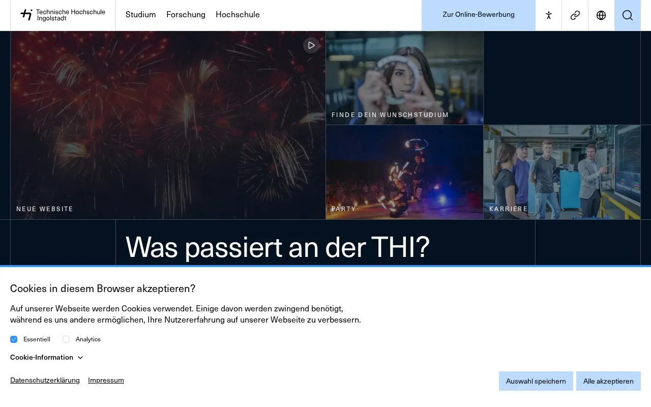 Technische Hochschule Ingolstadt homepage screenshot