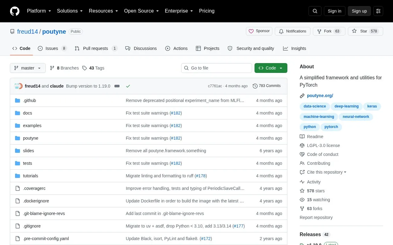 PyToune homepage screenshot