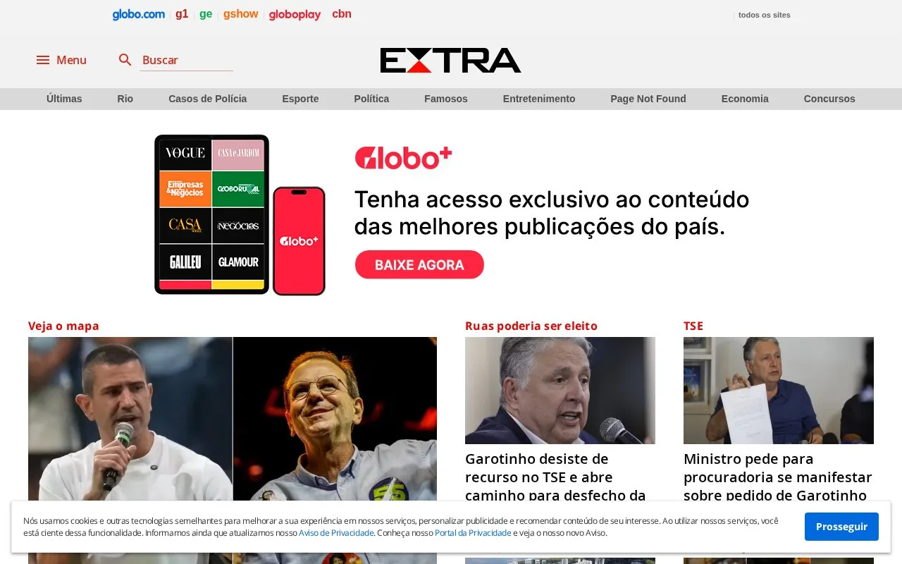 EXTRA homepage screenshot