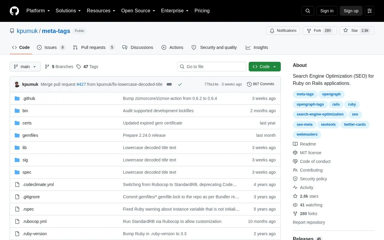 meta-tags homepage screenshot