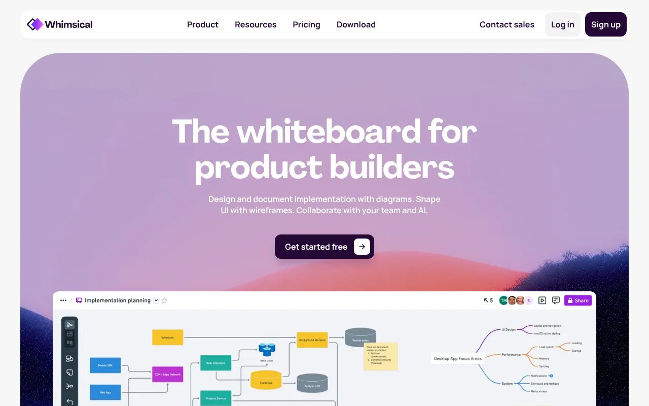 Whimsical homepage screenshot